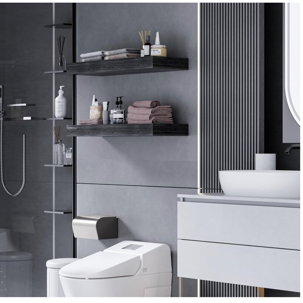 2Pk Floating Shelf Bracket Heavy Duty, (16"X8"X1.5") Black Brand New - Picture 8 of 8